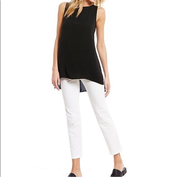 Eileen Fisher Black Silk Georgette Crepe Tunic Tank Top Size S / US 6-8 in Black - Picture 3 of 9